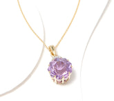 Glenn Lehrer Nine Point Cut Amethyst & Diamond Pendant Necklace, 14K